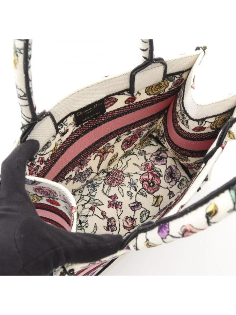 Dior Tote Book Small Florejo White Multi Canvas